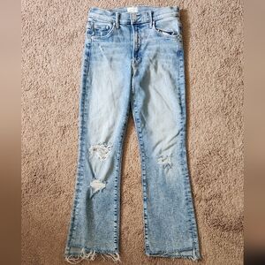 MOTHER the insider crop step fray Stretch distressed denim love in a boat 27